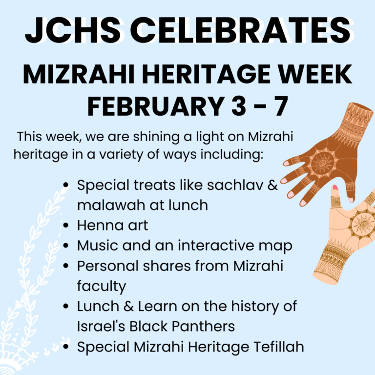 It’s Mizrahi Heritage Week at JCHS!