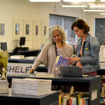 Karie Rubin and Robin Gluck in the JCHS Library